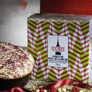 PANETTONE FARCITO PISTACCHIO E LAMPONI LA TORINESE 750GR